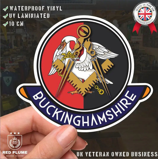 Buckinghamshire Masonic Car Sticker | UV Laminated - Red Plume