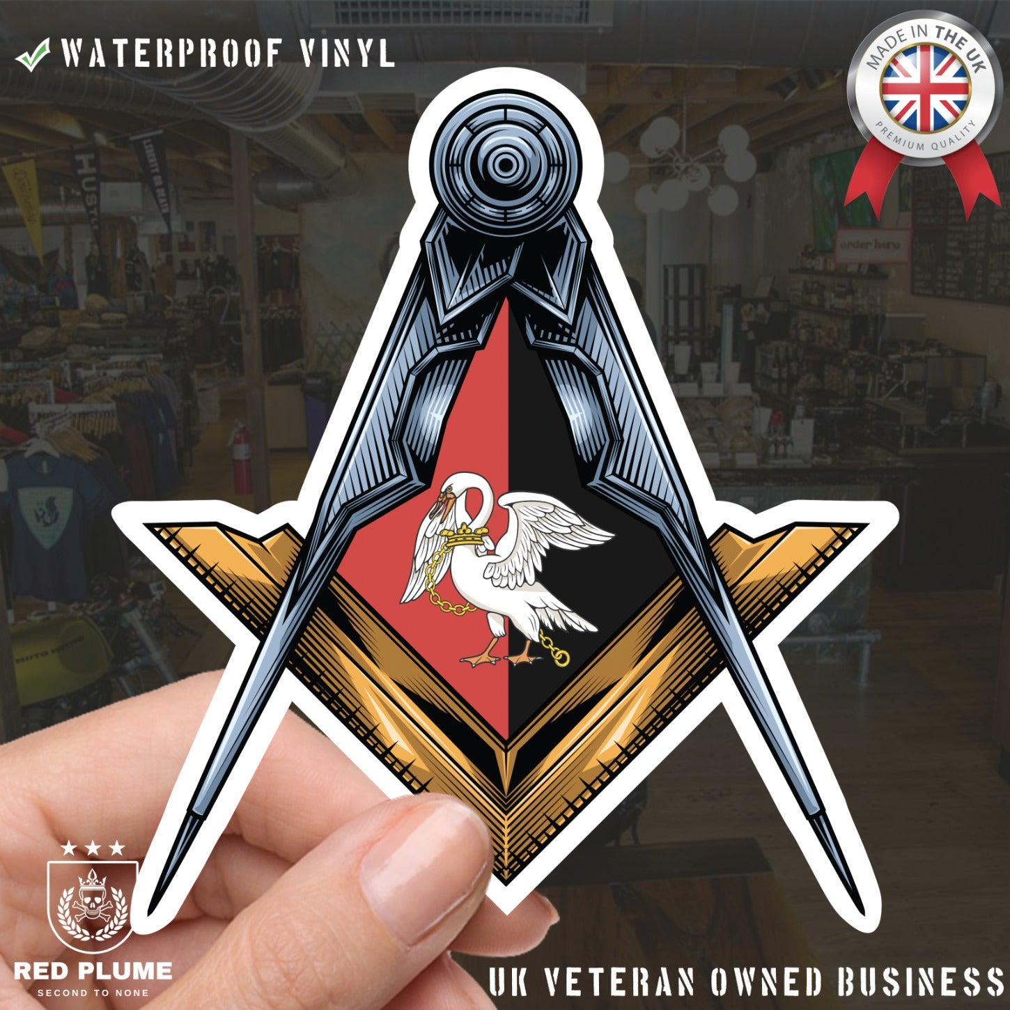 Buckinghamshire Masonic Stickers Square & Compass Union Vinyl Decal redplume