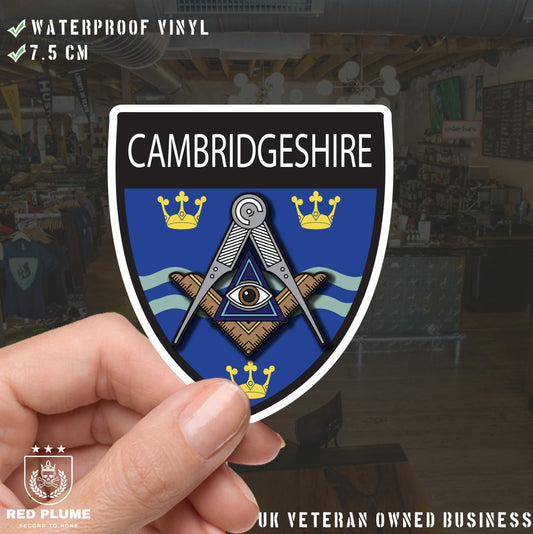 Cambridgeshire Masonic Shield Sticker redplume