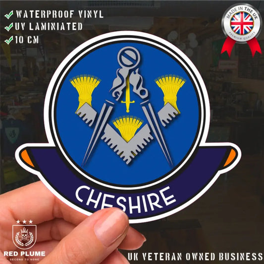 Cheshire Masonic Car Sticker | UV Laminated - Red Plume