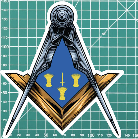 Cheshire Masonic Stickers Square & Compass Union Vinyl Decals - Red Plume
