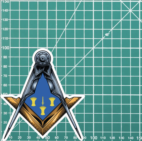 Cheshire Masonic Stickers Square & Compass Union Vinyl Decals - Red Plume