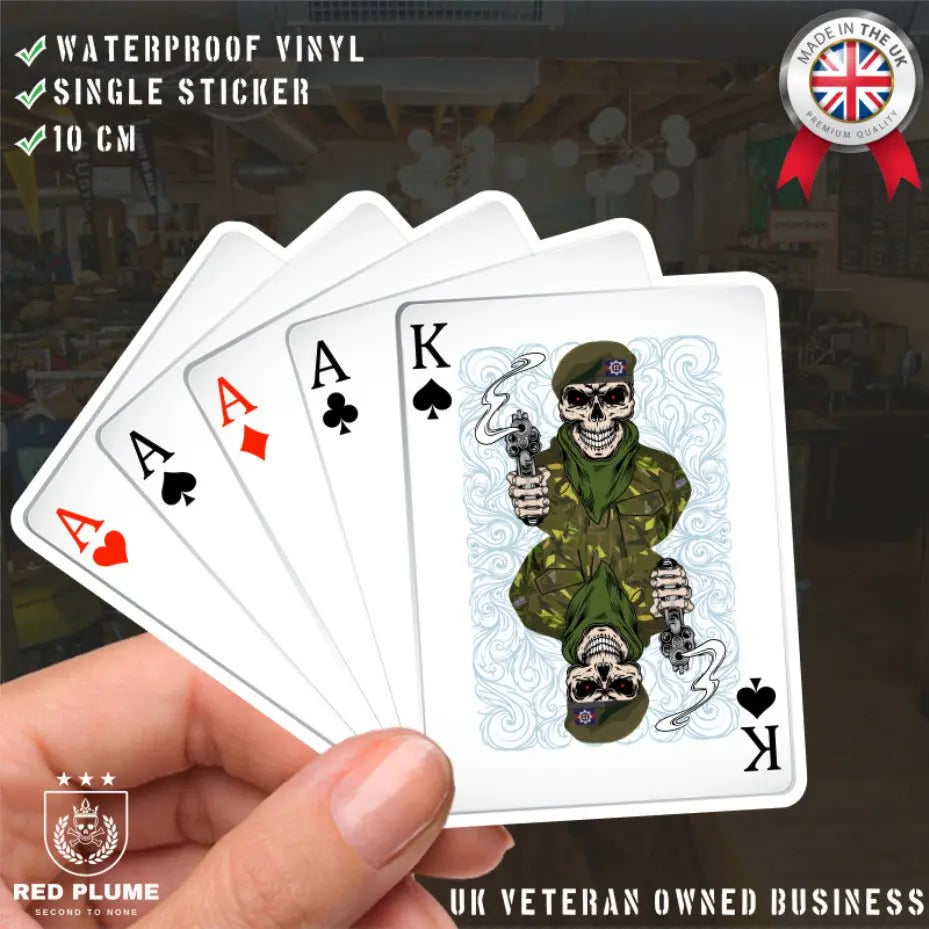 Coldstream Guards King & Aces Waterproof Vinyl Sticker/Decal 10cm - Red Plume