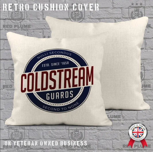 Coldstream Guards Retro Cushion Cover - Ideal Stocking Filler - Red Plume