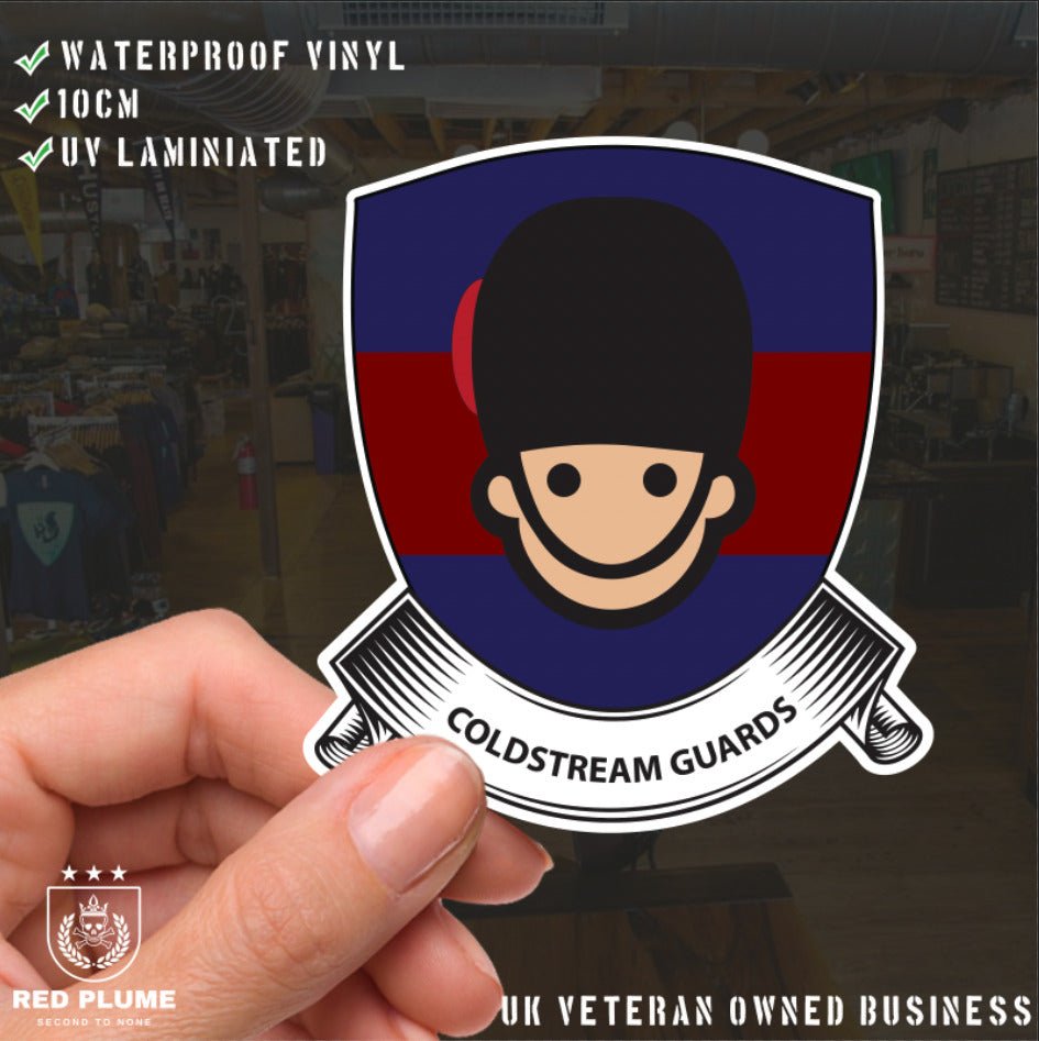 Coldstream Guards Shield Vinyl Sticker - 10cm - UV Laminated redplume