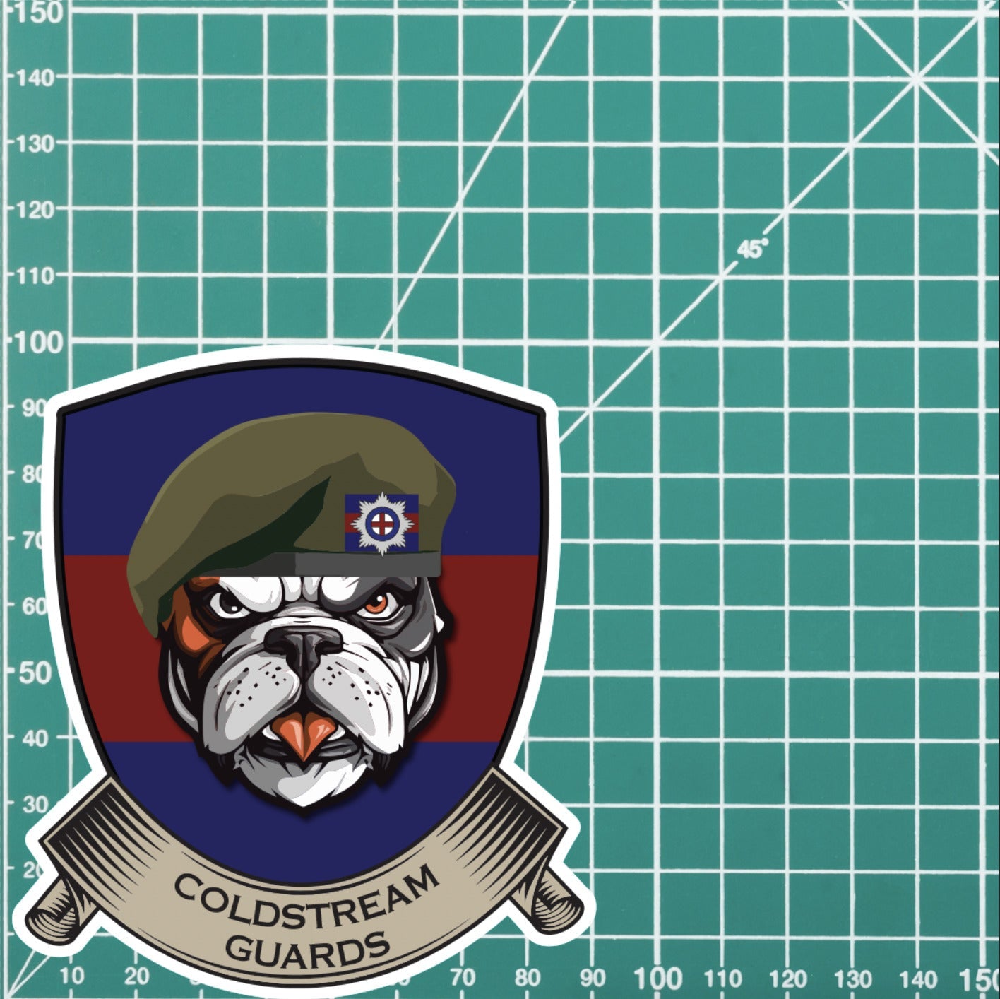 Coldstream Guards TRF British Bulldog Vinyl Sticker - 10cm redplume