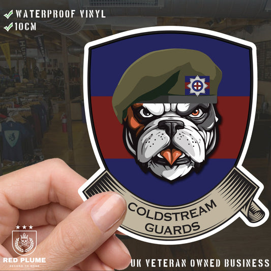 Coldstream Guards TRF British Bulldog Vinyl Sticker - 10cm redplume