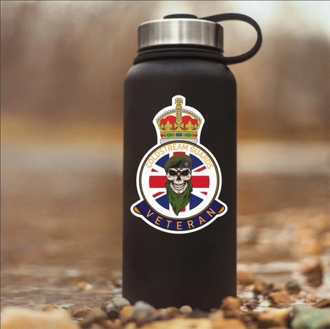 Coldstream Guards Veteran UV Laminated Skull & Beret Decal - Red Plume