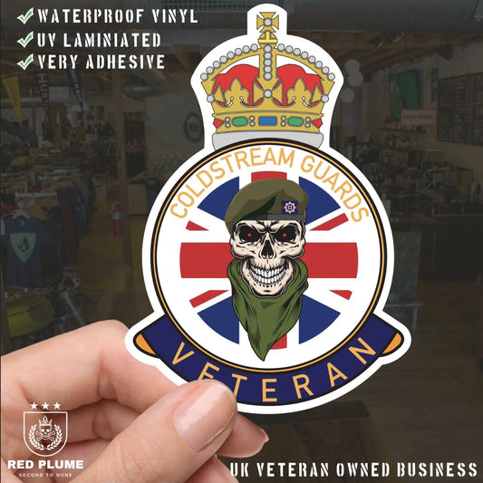 Coldstream Guards Veteran UV Laminated Skull & Beret Decal redplume