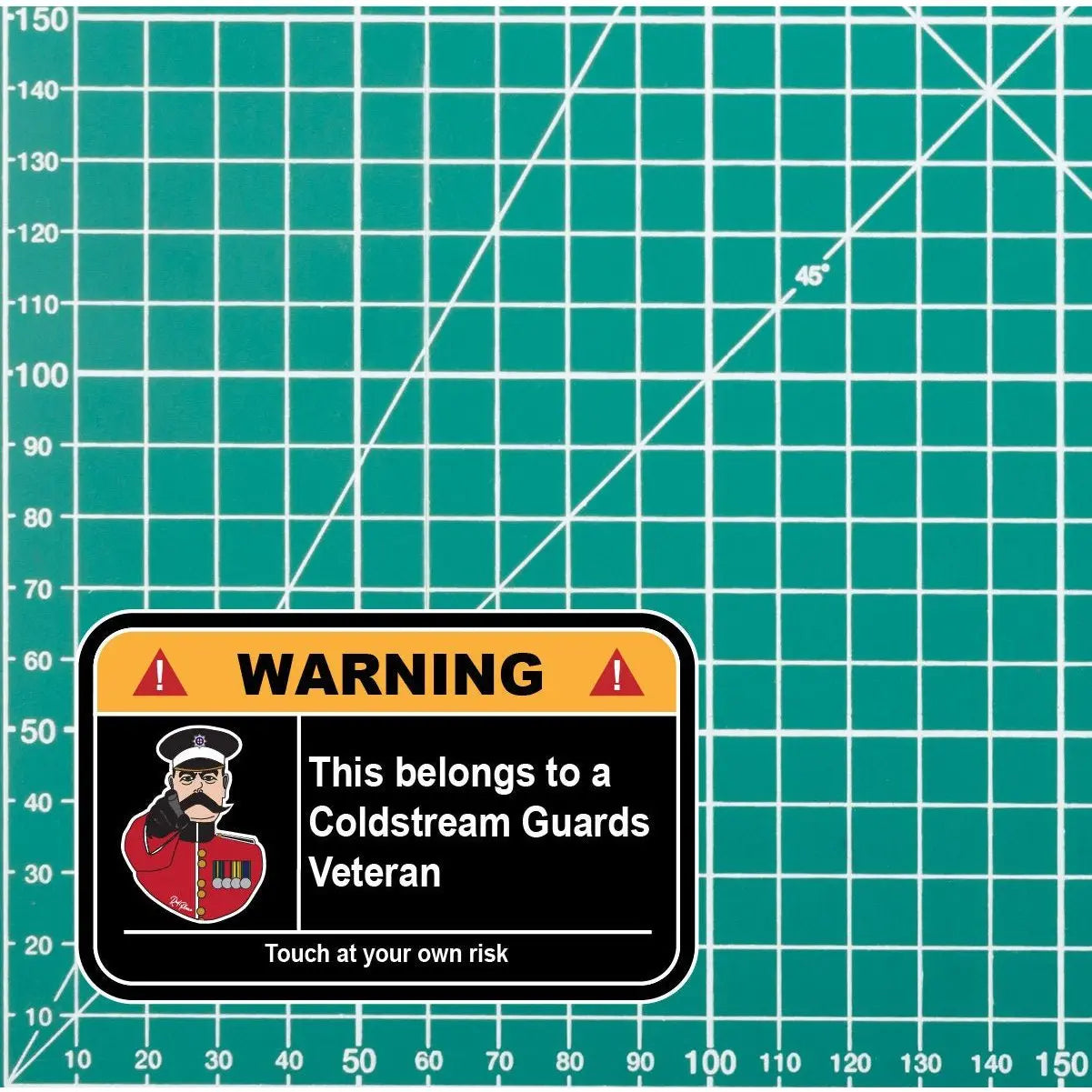 Coldstream Guards Veteran Warning Funny Vinyl Sticker 100mm wide redplume