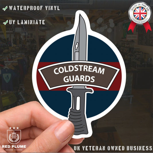 Coldstream Guards Vinyl Decal, TRF Colours & Bayonet Design - 10cm redplume