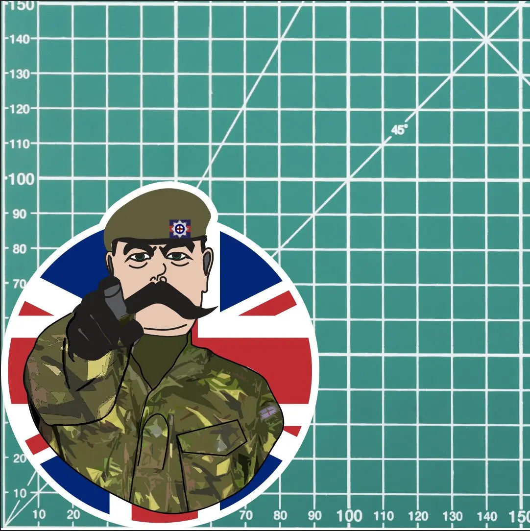 Coldstream Guards Vinyl Waterproof Sticker, Lord Kitchener Design redplume