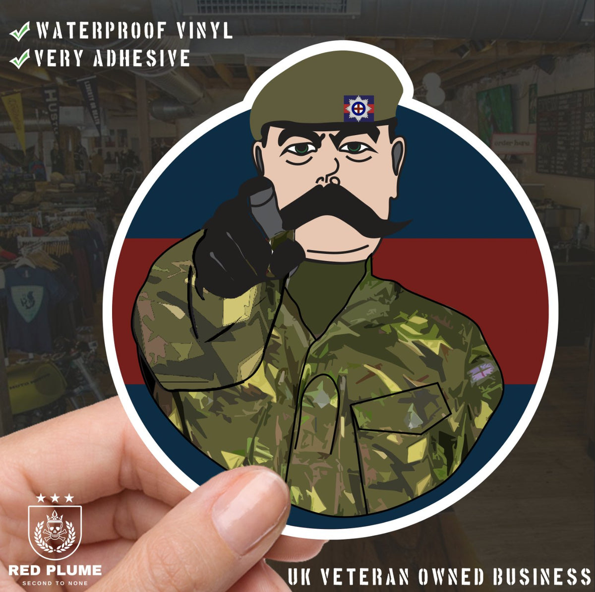 Coldstream Guards Waterproof Sticker, TRF Design redplume