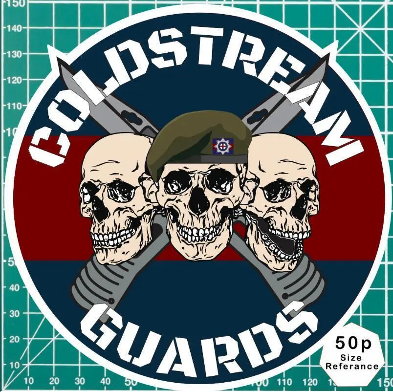 Coldstream Guards Waterproof Vinyl Stickers Three Skull Design redplume