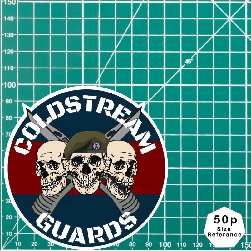 Coldstream Guards Waterproof Vinyl Stickers Three Skull Design redplume