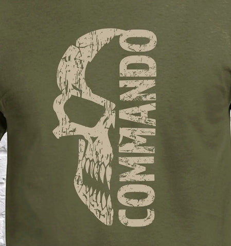 Commandos Distressed Skull T-Shirt Design redplume