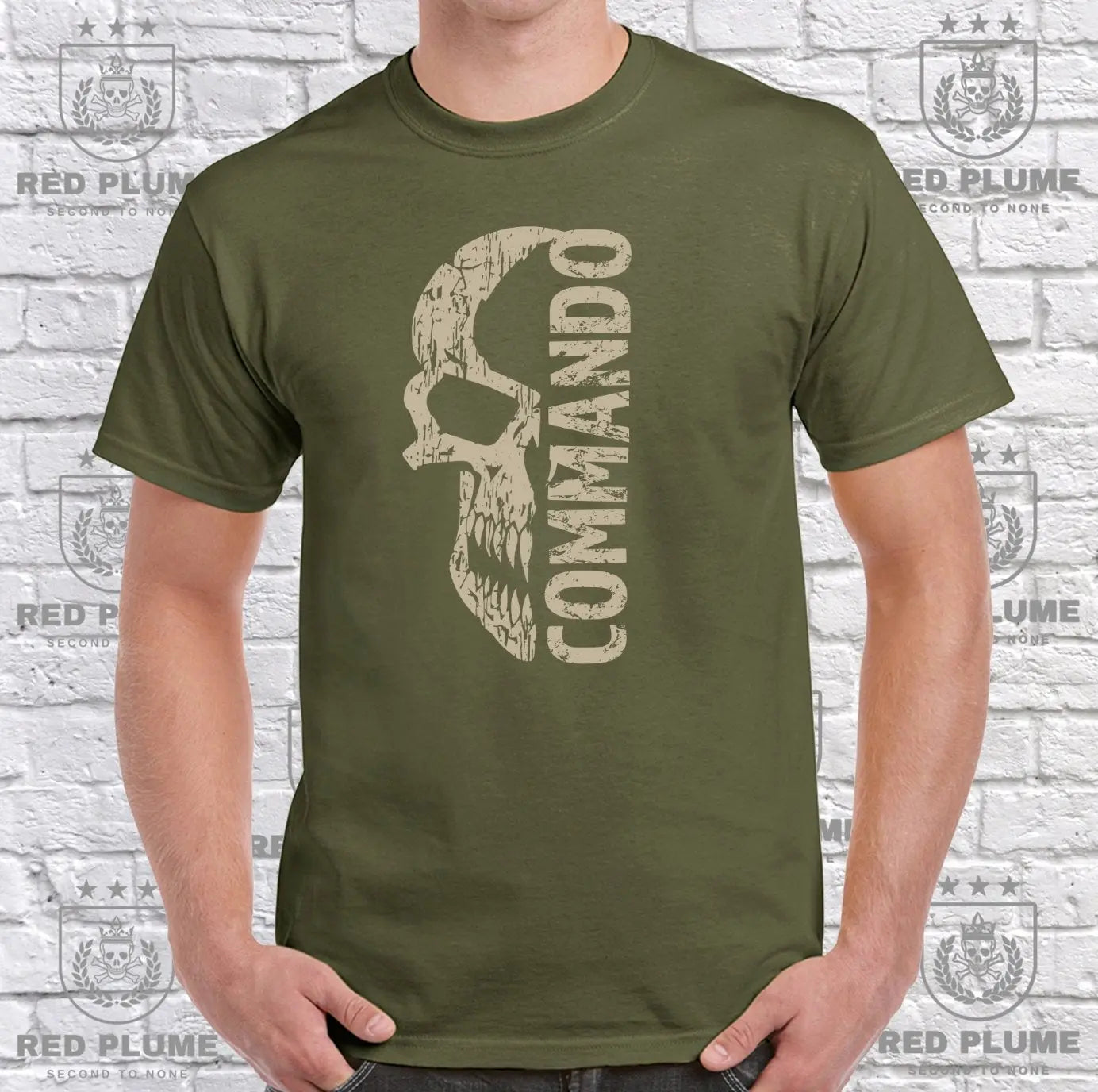 Commandos Distressed Skull T-Shirt Design redplume