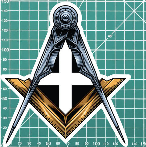 Cornwall Masonic Sticker Square & Compass Union Vinyl Decal - Red Plume