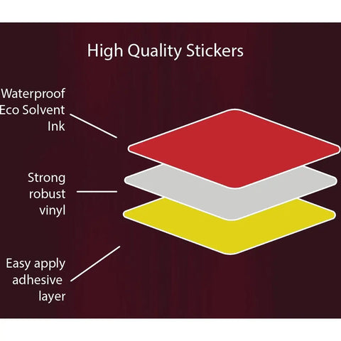 Custom Irish Guards Waterproof Vinyl Name Stickers - Personalised - Red Plume