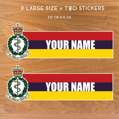 Custom Royal Army Medical Corps Waterproof Vinyl Name Stickers - Personalised redplume