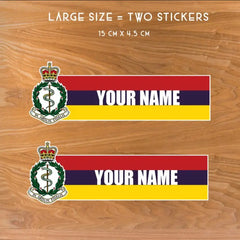 Custom Royal Army Medical Corps Waterproof Vinyl Name Stickers - Personalised redplume