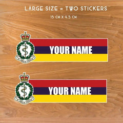 Custom Royal Army Medical Corps Waterproof Vinyl Name Stickers - Personalised redplume