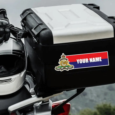 Custom Royal Artillery Waterproof Vinyl Name Stickers - Personalised - Red Plume