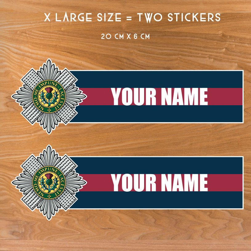 Custom Scots Guards Waterproof Vinyl Name Stickers - Personalised redplume