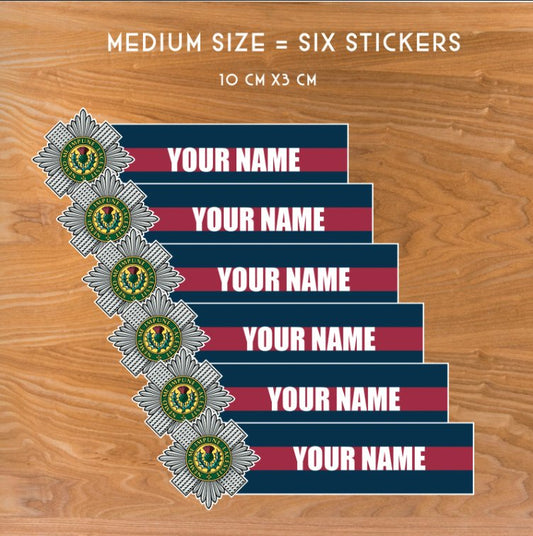 Custom Scots Guards Waterproof Vinyl Name Stickers - Personalised redplume