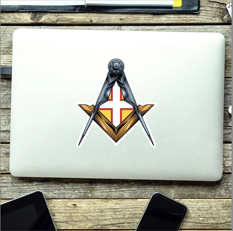 Dorset Masonic Sticker Square & Compass Union Vinyl Decal - Red Plume