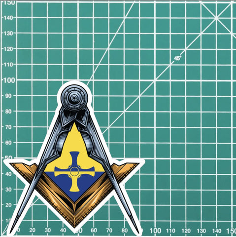 Durham Masonic Stickers Square & Compass Union Vinyl Decals - Red Plume