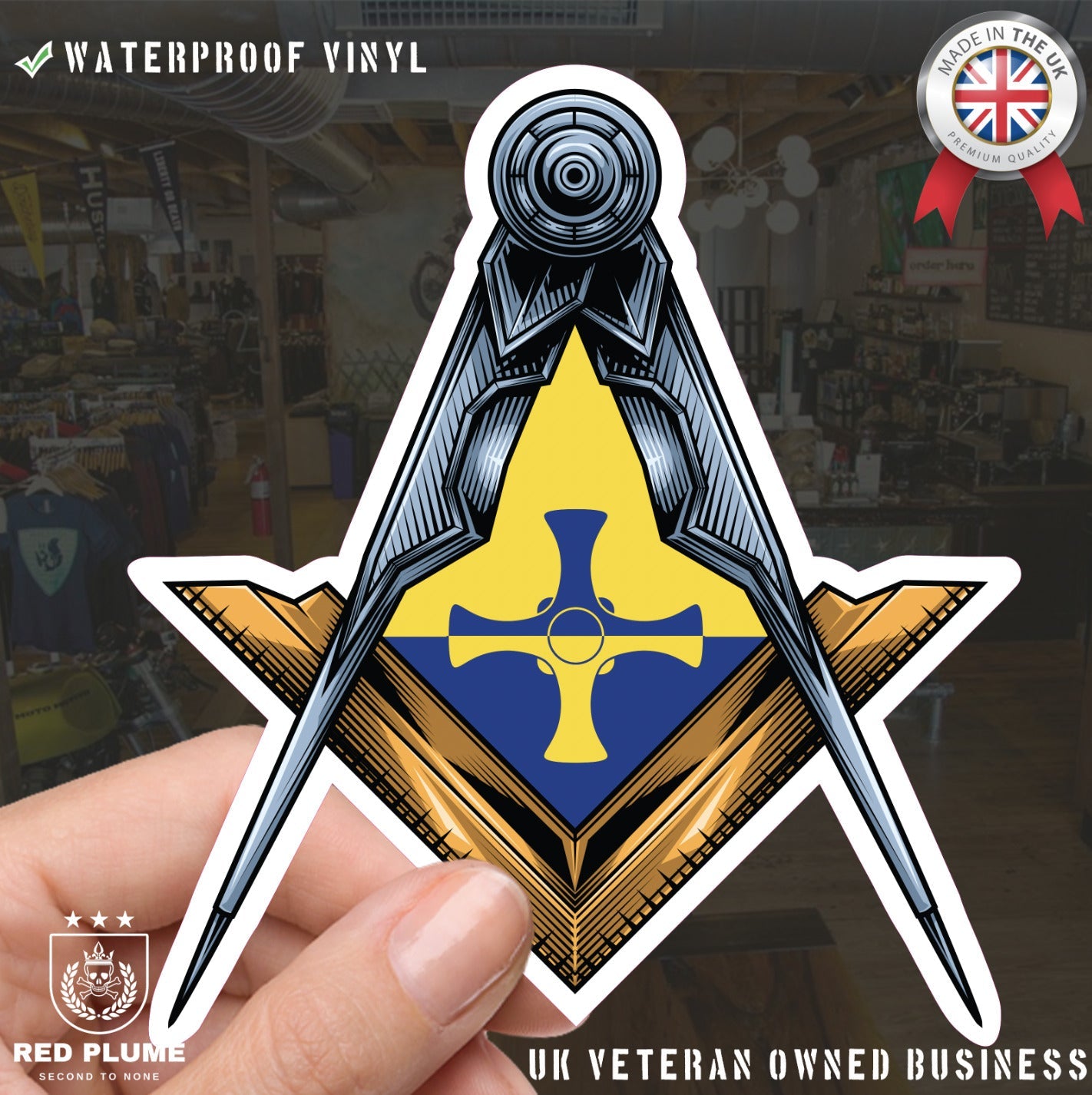 Durham Masonic Stickers Square & Compass Union Vinyl Decals redplume