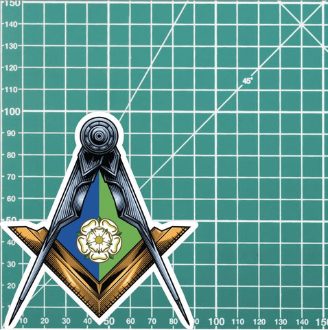East Riding of Yorkshire Masonic Stickers Square & Compass Union Vinyl Decals - Red Plume
