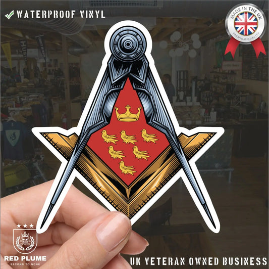 East Sussex Masonic Stickers Square & Compass Union Vinyl Decal redplume