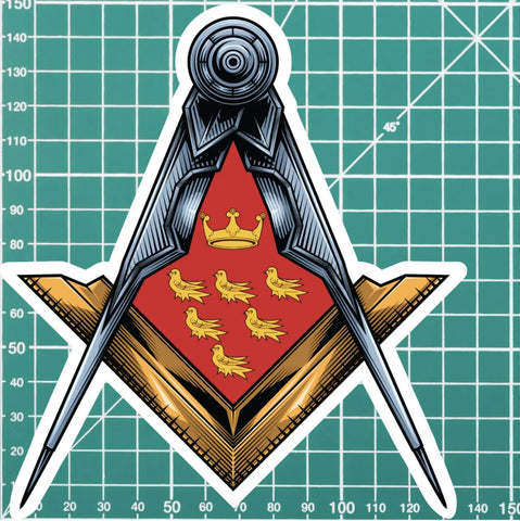 East Sussex Masonic Stickers Square & Compass Union Vinyl Decal - Red Plume