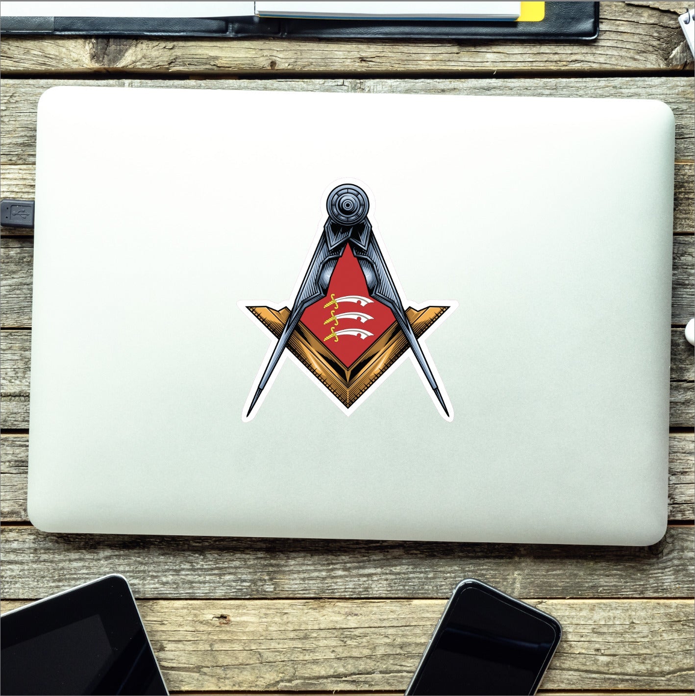 Essex Masonic Sticker Square & Compass Union Vinyl Decal redplume