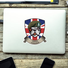 Green Howards British Bulldog and Union Jack Shield Vinyl Sticker - 10cm redplume