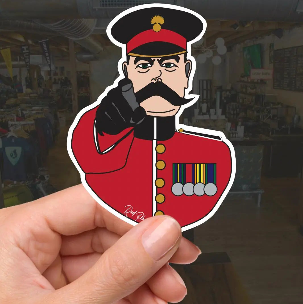 Grenadier Guards, Lord Kitchener Waterproof Vinyl Stickers, 10cm High redplume