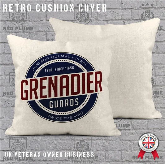 Grenadier Guards Retro Cushion Cover - Ideal Stocking Filler - Red Plume