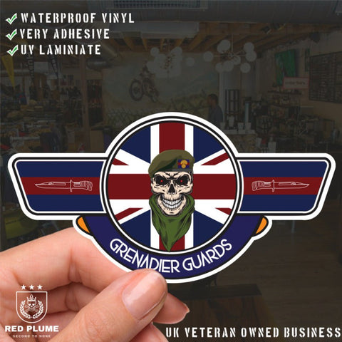 Grenadier Guards UV Laminated Vinyl Sticker - Wings redplume