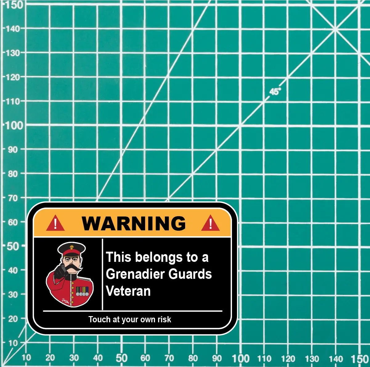 Grenadier Guards Veteran Warning Funny Vinyl Sticker 100mm wide redplume