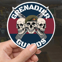 Grenadier Guards Waterproof Vinyl Stickers Three Skull Design redplume