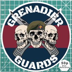 Grenadier Guards Waterproof Vinyl Stickers Three Skull Design redplume