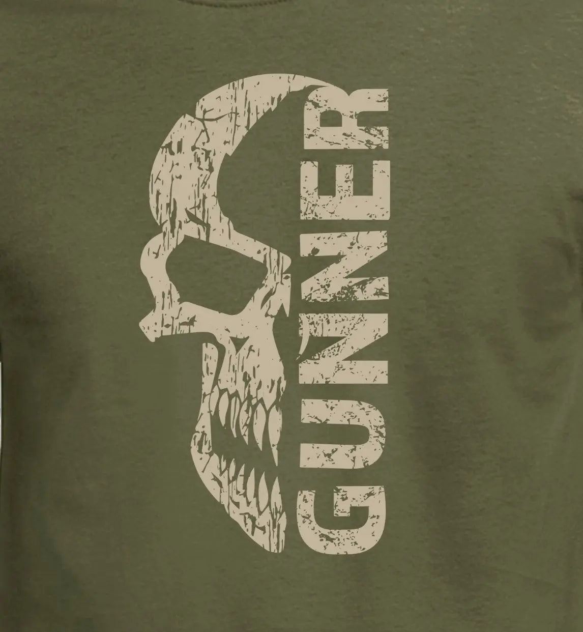 Gunner Distressed Skull T-Shirt Design - Red Plume