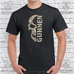 Gunner Distressed Skull T-Shirt Design redplume