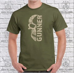 Gunner Distressed Skull T-Shirt Design redplume