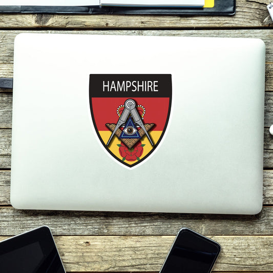 Hampshire Masonic Shield Sticker - Red Plume