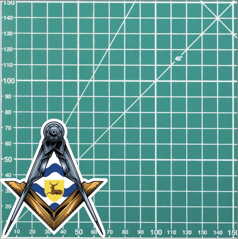 Hertfordshire Masonic Sticker Square & Compass Union Vinyl Decal - Red Plume