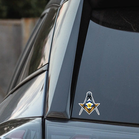 Hertfordshire Masonic Sticker Square & Compass Union Vinyl Decal - Red Plume