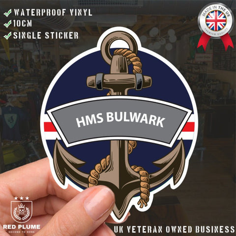 HMS Bulwark Royal Navy Waterproof Vinyl Sticker redplume